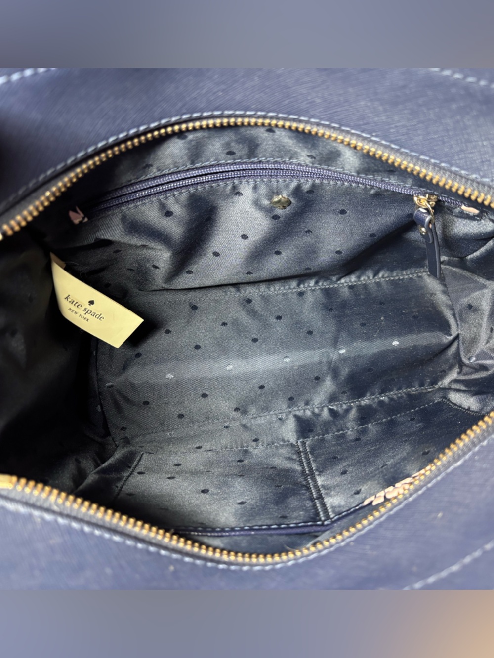 kate spade navy floral-accent mini tote - Picture 5 of 6